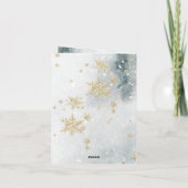 Gold Snowflakes Snowy Winter Ice Feestdagen Kaart (Achterkant)