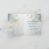 Gold Snowflakes Snowy Winter Ice Feestdagen Kaart (Binnen)