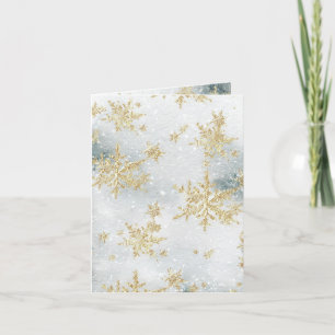 Gold Snowflakes Snowy Winter Ice Feestdagen Kaart