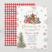 Gold Snowflakes Tea A Baby is Brewing Baby Shower Kaart (Voorkant / Achterkant)