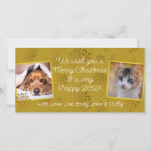 Gold Snowflakes twee horizontale foto's Feestdagenkaart (Voorkant)