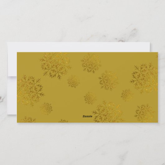 Gold Snowflakes twee horizontale foto's Feestdagenkaart (Achterkant)