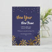 Gold Snowflakes Vakantie Nieuw Huis Kaart (Staand voorkant)