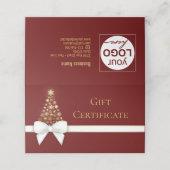 Gold Snowflakes White Bow-kerstboomkaartje Plaatskaartje (Buitenkant ongevouwen)