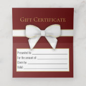 Gold Snowflakes White Bow-kerstboomkaartje Plaatskaartje (Binnenkant ongevouwen)