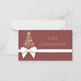 Gold Snowflakes White Bow-kerstboomkaartje Plaatskaartje