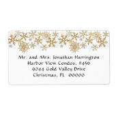 Gold Snowflakes White-kerstlabels Etiket (Voorkant)