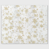 Gold Snowflakes White marble Wrapping Paper Cadeaupapier (Vlak)