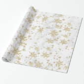 Gold Snowflakes White marble Wrapping Paper Cadeaupapier (Uitgerold)