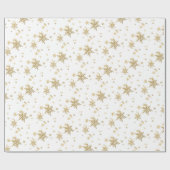 Gold Snowflakes White Wrapping Paper Cadeaupapier (Vlak)