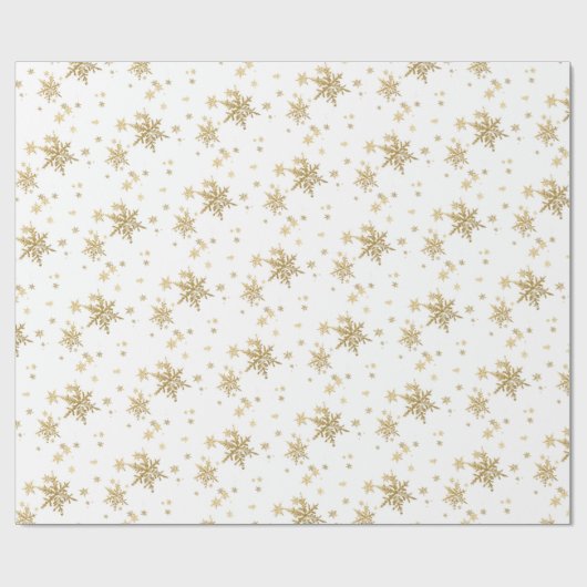 Gold Snowflakes White Wrapping Paper Cadeaupapier (Vlak)