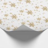 Gold Snowflakes White Wrapping Paper Cadeaupapier (Hoek)