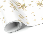 Gold Snowflakes White Wrapping Paper Cadeaupapier (Rol Hoek)