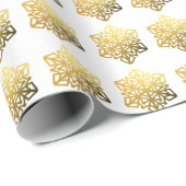 Gold Snowflakes White Wrapping Paper Cadeaupapier (Rol Hoek)