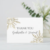 Gold Snowflakes Winter Weddenschap Bedankkaart (Staand voorkant)