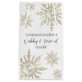Gold Snowflakes Winter Wedding Gefeliciteerd Klein Cadeauzakje (Voorkant)