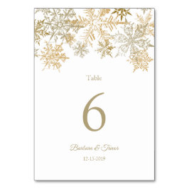Gold Snowflakes Winter Wedding Kaart
