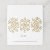 Gold Snowflakes Winter Wedding Plaatskaartje (Buitenkant ongevouwen)