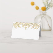 Gold Snowflakes Winter Wedding Plaatskaartje (Achterkant)