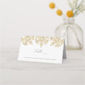 Gold Snowflakes Winter Wedding Plaatskaartje (Voorkant)
