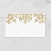 Gold Snowflakes Winter Wedding Plaatskaartje (Achterkant)