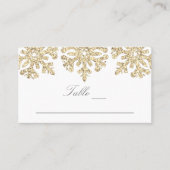 Gold Snowflakes Winter Wedding Plaatskaartje (Voorkant)