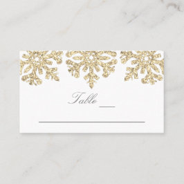 Gold Snowflakes Winter Wedding Plaatskaartje