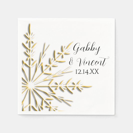 Gold Snowflakes Winter Wedding Servetten (Voorkant)