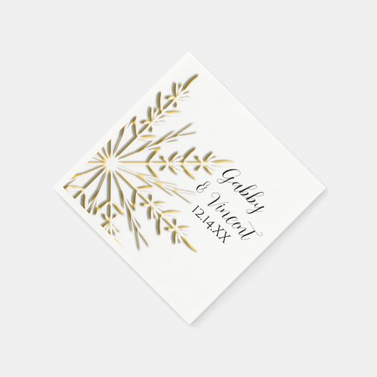 Gold Snowflakes Winter Wedding Servetten (Hoek)