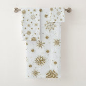 Gold Snowflakes — wit ontwerp Bad Handdoek (Insitu)
