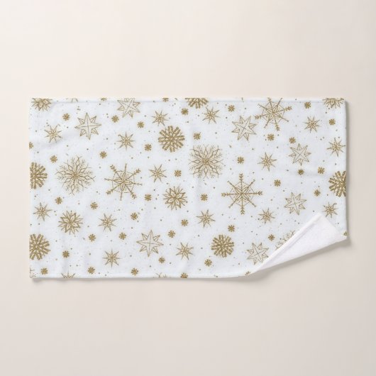 Gold Snowflakes — wit ontwerp Bad Handdoek (Handdoek)