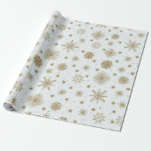 Gold Snowflakes — wit ontwerp Cadeaupapier (Uitgerold)