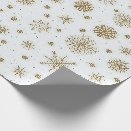 Gold Snowflakes — wit ontwerp Cadeaupapier (Hoek)