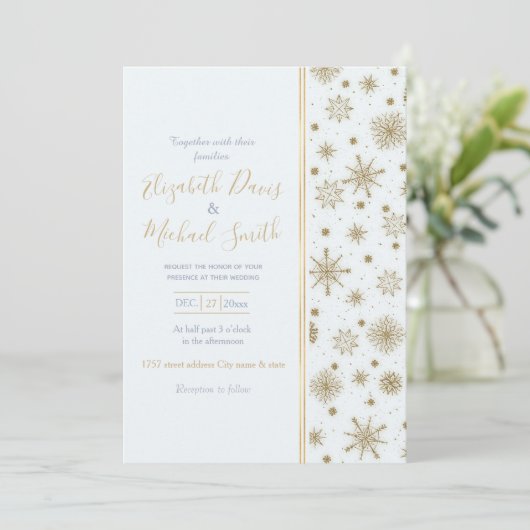 Gold Snowflakes — wit ontwerp Kaart (Staand voorkant)