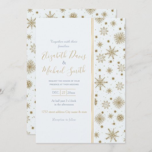 Gold Snowflakes — wit ontwerp Kaart (Voorkant / Achterkant)