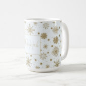 Gold Snowflakes — wit ontwerp Koffiemok (Voorkant rechts)