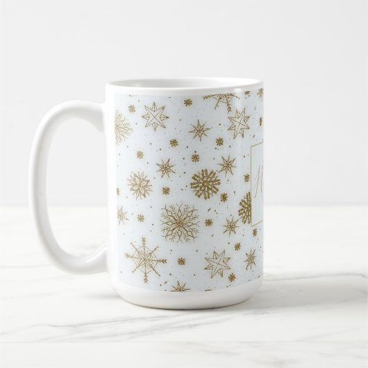 Gold Snowflakes — wit ontwerp Koffiemok (Links)