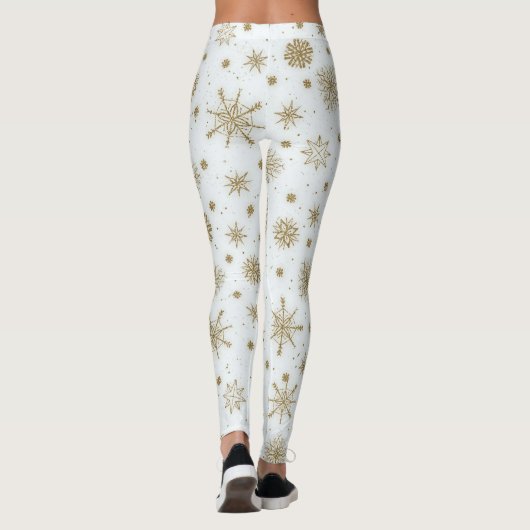 Gold Snowflakes — wit ontwerp Leggings (Achterkant)