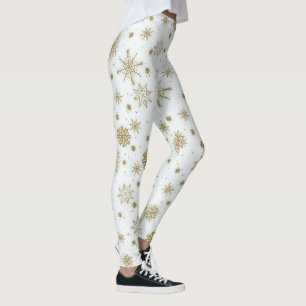 Gold Snowflakes — wit ontwerp Leggings