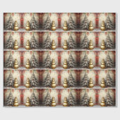 Gold Snowman Christmas Tree Holiday Cadeaupapier (Vlak)