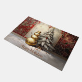 Gold Snowman Christmas Tree Holiday Doormat Deurmat (Schuin)