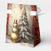 Gold Snowman Christmas Tree Holiday Favor Box Bedankdoosjes (Achterkant)