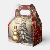 Gold Snowman Christmas Tree Holiday Favor Box Bedankdoosjes (Achterkant)