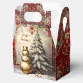 Gold Snowman Christmas Tree Holiday Favor Box Bedankdoosjes (Geopend)