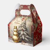 Gold Snowman Christmas Tree Holiday Favor Box Bedankdoosjes (Voorkant Zijde)