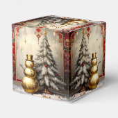 Gold Snowman Christmas Tree Holiday Favor Box Bedankdoosjes (Achterkant)