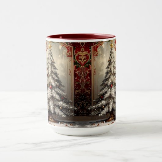 Gold Snowman Christmas Tree Holiday Mug Mok (Midden)