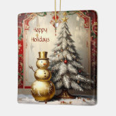 Gold Snowman Christmas Tree Holiday Ornament (Links)