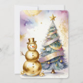 Gold Snowman Christmas Tree Holiday Party Kaart (Achterkant)