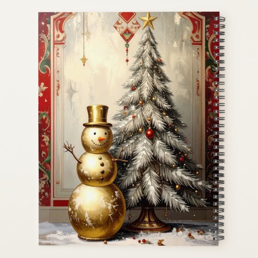 Gold Snowman Christmas Tree Holiday Planner (Achterkant)